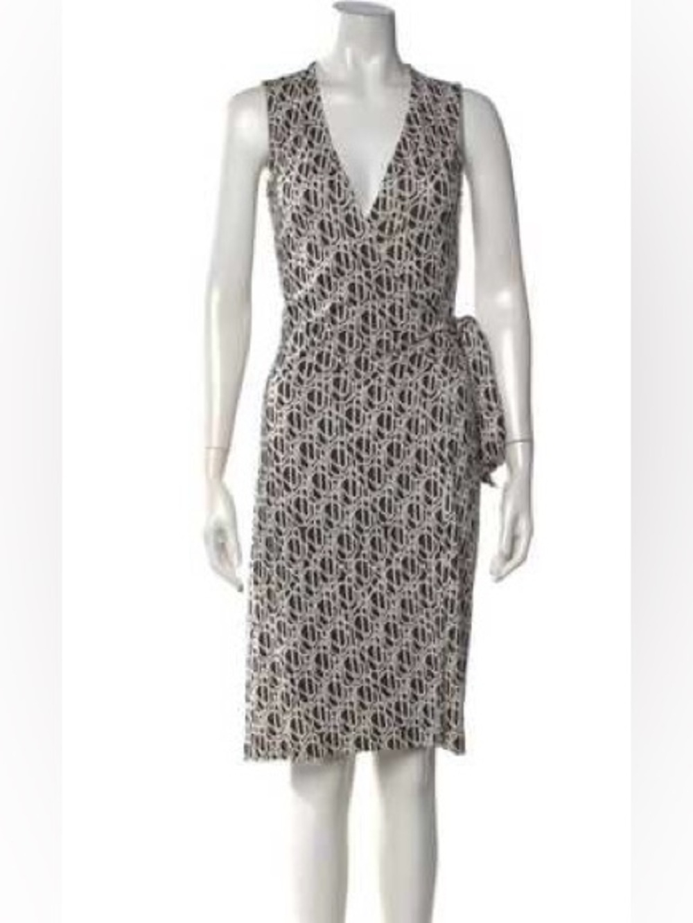 Diane Von Furstenberg Black and White Geometric Wrap Dress